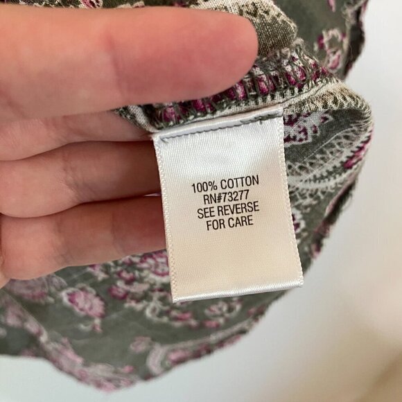 Croft & Barrow 100% Cotton Paisley Print Button Front Shirt Blouse - Picture 6 of 8